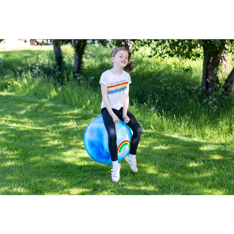 Ballon sauteur arc en ciel mutlicolore enfant 50 cm pour jeux plein air