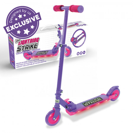 Lightning Strike Scooter With Step On Function Pink & Purple